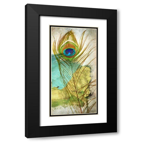 PEACOCK FEATHER 1 Black Modern Wood Framed Art Print with Double Matting by Greene, Taylor