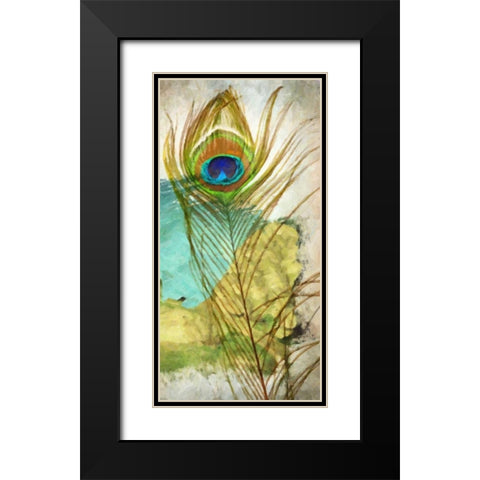PEACOCK FEATHER 1 Black Modern Wood Framed Art Print with Double Matting by Greene, Taylor