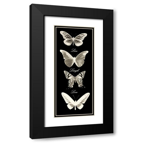 Live Laugh Love Butterflies Black Modern Wood Framed Art Print with Double Matting by Greene, Taylor