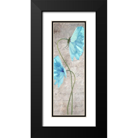 Blue Floral Panel B1 Black Modern Wood Framed Art Print with Double Matting by Greene, Taylor