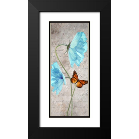 Blue Floral Panel B Black Modern Wood Framed Art Print with Double Matting by Greene, Taylor