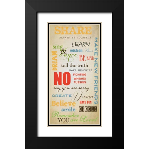 KIDS RULES A Black Modern Wood Framed Art Print with Double Matting by Greene, Taylor