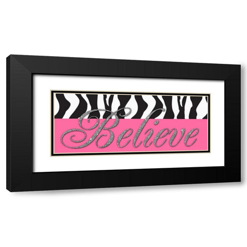 Believe Glitter Black Modern Wood Framed Art Print with Double Matting by Greene, Taylor