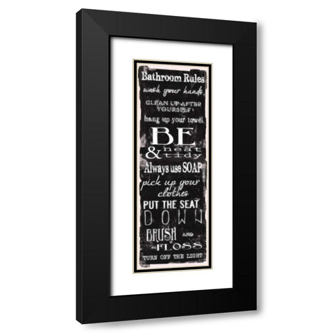 Bathroom Rules Black White Black Modern Wood Framed Art Print with Double Matting by Greene, Taylor