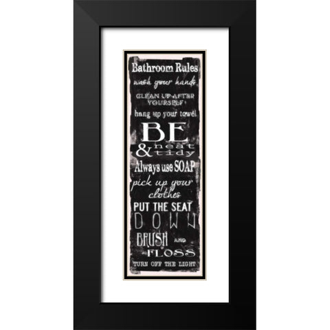 Bathroom Rules Black White Black Modern Wood Framed Art Print with Double Matting by Greene, Taylor