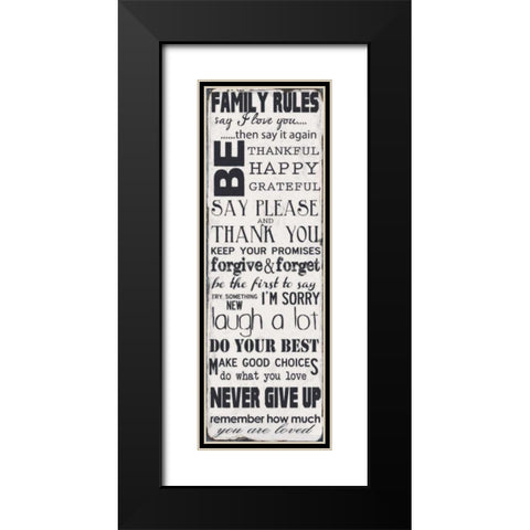 FAMILY RULES Black Modern Wood Framed Art Print with Double Matting by Greene, Taylor