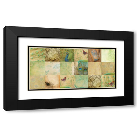 Peacock 18 Patch Black Modern Wood Framed Art Print with Double Matting by Greene, Taylor