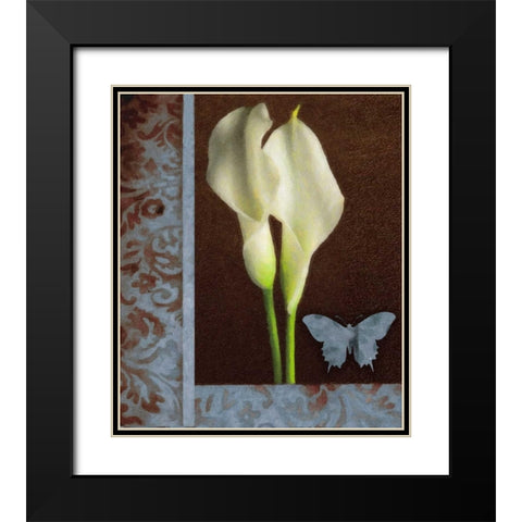 Gilded Calla Blue Black Modern Wood Framed Art Print with Double Matting by Greene, Taylor