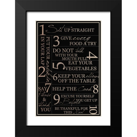 KITCHEN RULES On Black With Wood Black Modern Wood Framed Art Print with Double Matting by Greene, Taylor