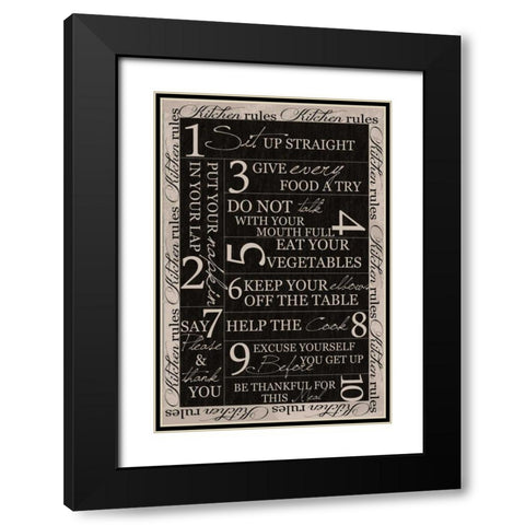 Kitchen Rules Border Black Modern Wood Framed Art Print with Double Matting by Greene, Taylor