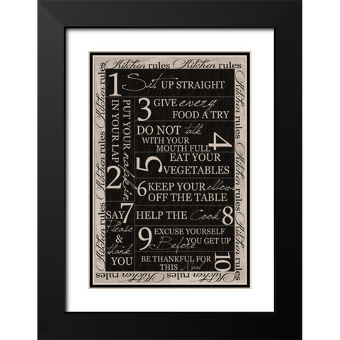 Kitchen Rules Border Black Modern Wood Framed Art Print with Double Matting by Greene, Taylor