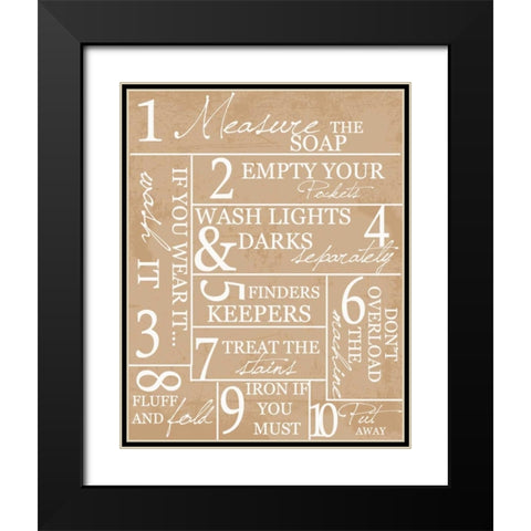 LAUNDRY RULES Black Modern Wood Framed Art Print with Double Matting by Greene, Taylor