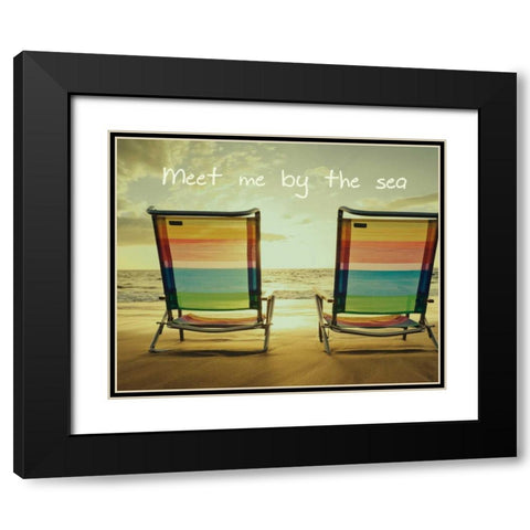 MEET ME BY THE SEA Black Modern Wood Framed Art Print with Double Matting by Greene, Taylor