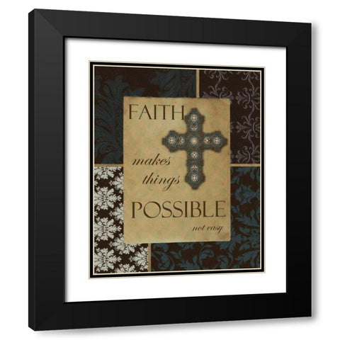 FAITH Black Modern Wood Framed Art Print with Double Matting by Greene, Taylor