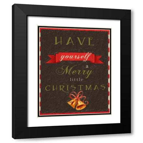 MERRY LITTLE CHRISTMAS Black Modern Wood Framed Art Print with Double Matting by Greene, Taylor
