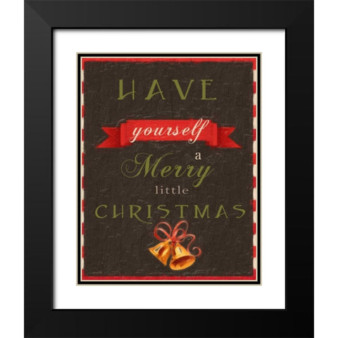 MERRY LITTLE CHRISTMAS Black Modern Wood Framed Art Print with Double Matting by Greene, Taylor