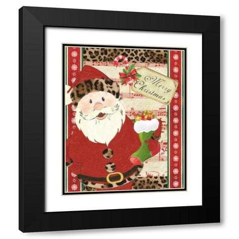 CHEETAH SANTA Black Modern Wood Framed Art Print with Double Matting by Greene, Taylor