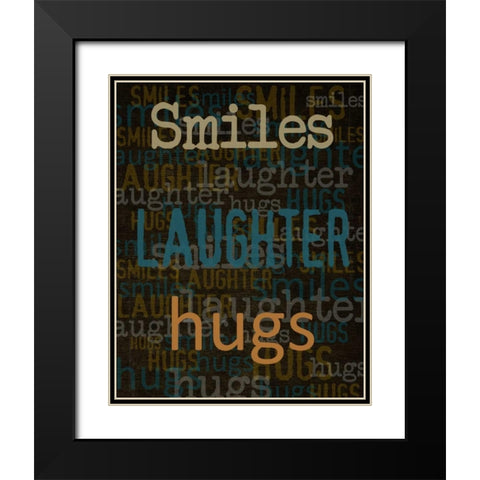 Smiles Laughter Hugs Black Modern Wood Framed Art Print with Double Matting by Greene, Taylor