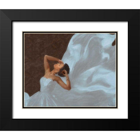 LADY IN BLUE Black Modern Wood Framed Art Print with Double Matting by Greene, Taylor