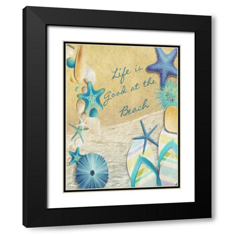 Life Is Good At the Beach Black Modern Wood Framed Art Print with Double Matting by Greene, Taylor
