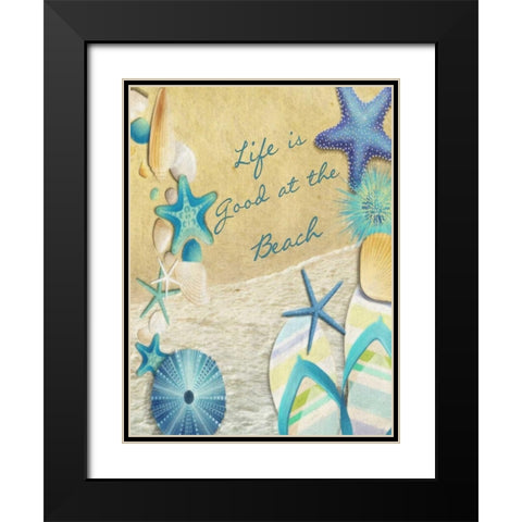 Life Is Good At the Beach Black Modern Wood Framed Art Print with Double Matting by Greene, Taylor