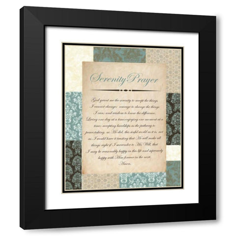 SERENITY BLUE Black Modern Wood Framed Art Print with Double Matting by Greene, Taylor