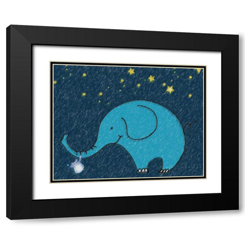 Whimsy Elephant I Black Modern Wood Framed Art Print with Double Matting by Greene, Taylor