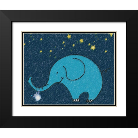 Whimsy Elephant I Black Modern Wood Framed Art Print with Double Matting by Greene, Taylor