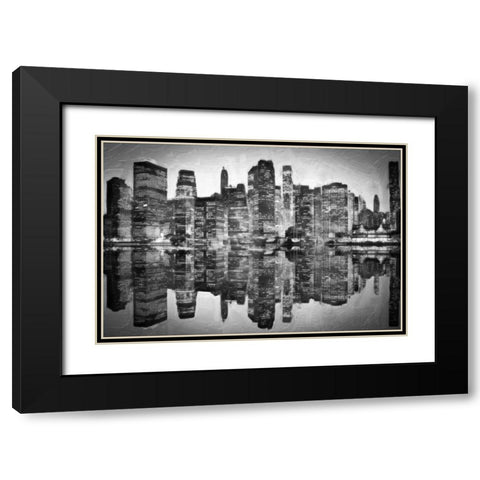 Abstract Skyline BW Black Modern Wood Framed Art Print with Double Matting by Greene, Taylor