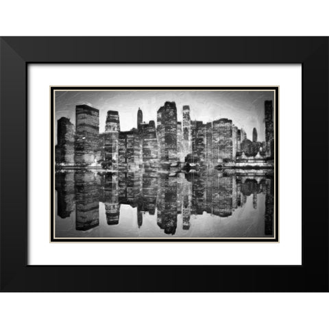 Abstract Skyline BW Black Modern Wood Framed Art Print with Double Matting by Greene, Taylor
