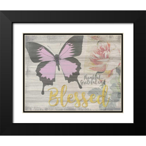 Thankful Grateful and Blessed Black Modern Wood Framed Art Print with Double Matting by Greene, Taylor