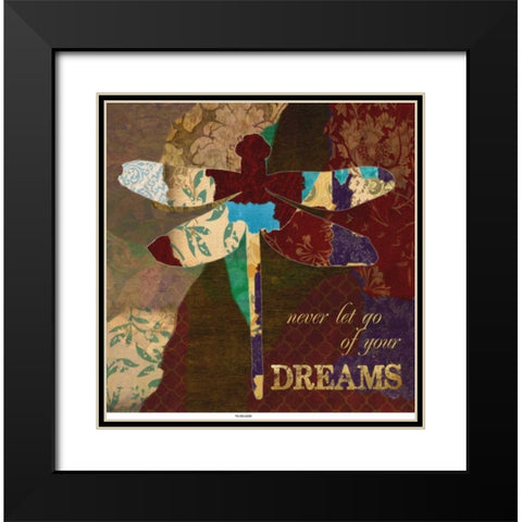 DREAMS DRAGONFLY Black Modern Wood Framed Art Print with Double Matting by Greene, Taylor