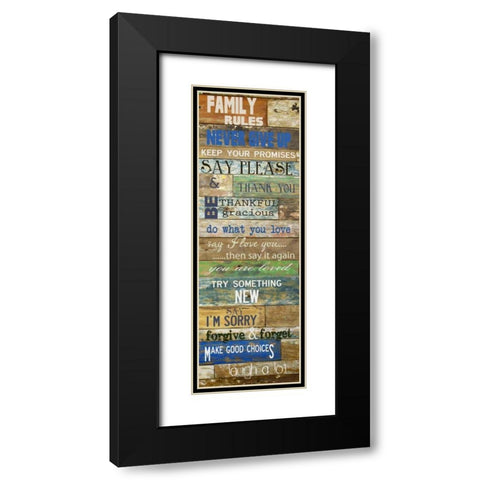 Family Rules Cools Black Modern Wood Framed Art Print with Double Matting by Greene, Taylor