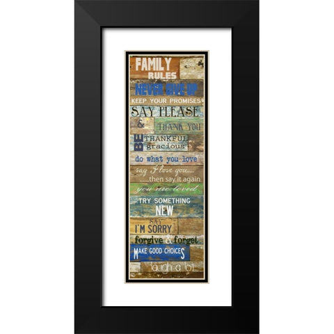 Family Rules Cools Black Modern Wood Framed Art Print with Double Matting by Greene, Taylor