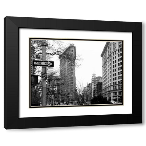 Flat Iron BW Black Modern Wood Framed Art Print with Double Matting by Telik, Tracey