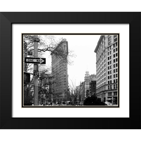 Flat Iron BW Black Modern Wood Framed Art Print with Double Matting by Telik, Tracey