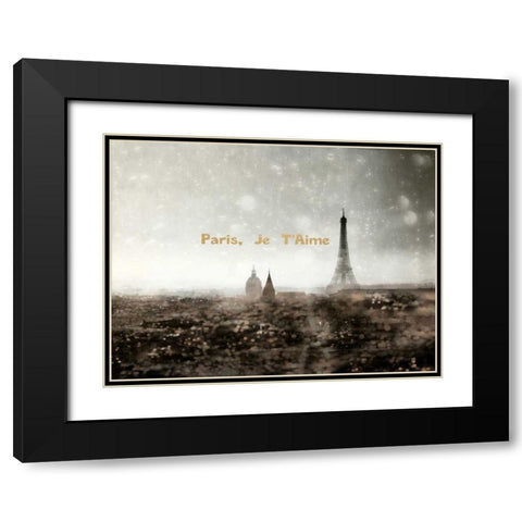 Paris Je Taime Black Modern Wood Framed Art Print with Double Matting by Telik, Tracey