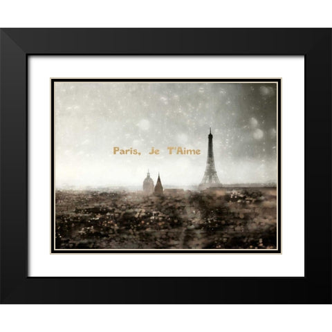 Paris Je Taime Black Modern Wood Framed Art Print with Double Matting by Telik, Tracey