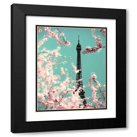 Spring Eiffel Green Black Modern Wood Framed Art Print with Double Matting by Telik, Tracey