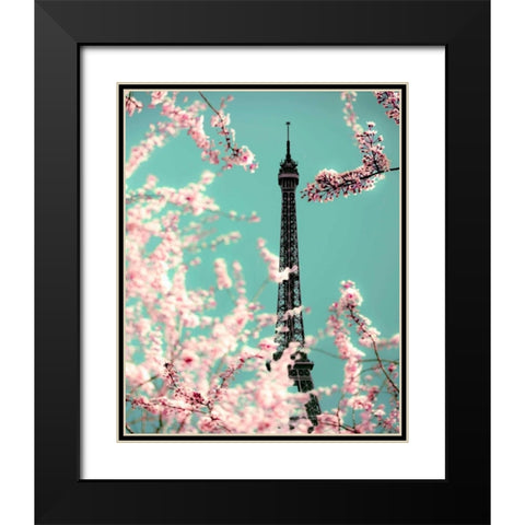 Spring Eiffel Green Black Modern Wood Framed Art Print with Double Matting by Telik, Tracey