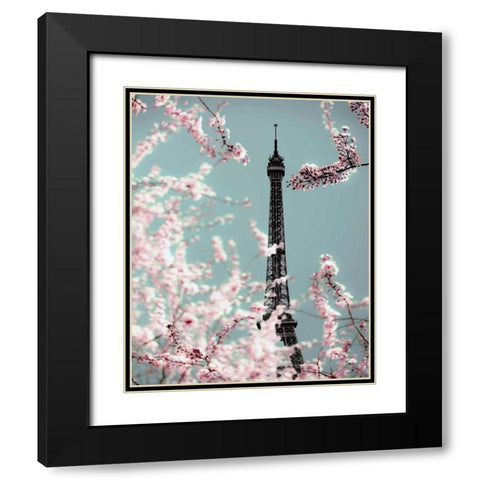 Spring Eiffel Pastel Black Modern Wood Framed Art Print with Double Matting by Telik, Tracey