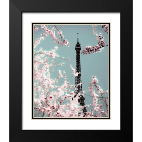 Spring Eiffel Pastel Black Modern Wood Framed Art Print with Double Matting by Telik, Tracey