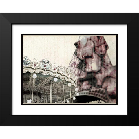 Vintage Carousel Black Modern Wood Framed Art Print with Double Matting by Telik, Tracey