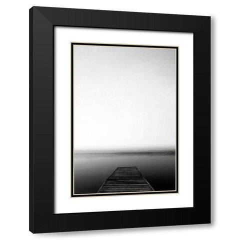 Strolling On The Pier Black Modern Wood Framed Art Print with Double Matting by Telik, Tracey