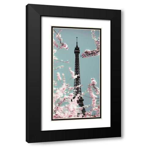 Spring Eiffel Pastel Black Modern Wood Framed Art Print with Double Matting by Telik, Tracey