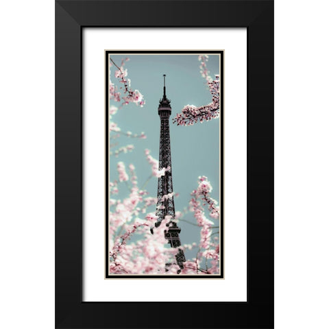 Spring Eiffel Pastel Black Modern Wood Framed Art Print with Double Matting by Telik, Tracey