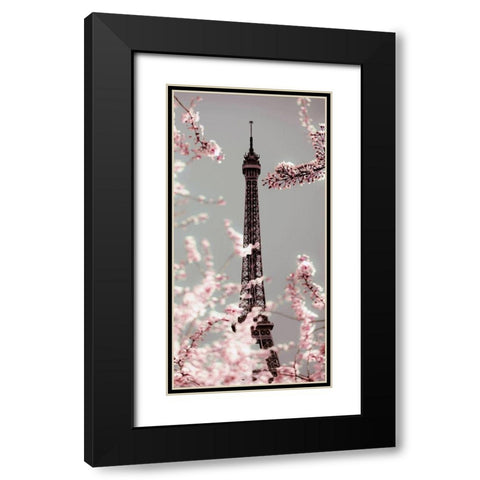 Spring Eiffel Pastel Black Modern Wood Framed Art Print with Double Matting by Telik, Tracey