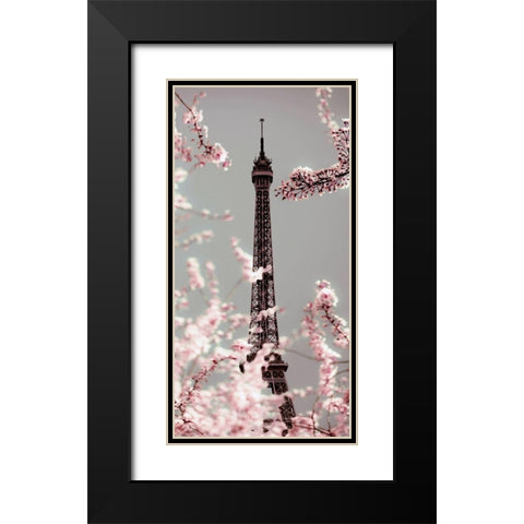 Spring Eiffel Pastel Black Modern Wood Framed Art Print with Double Matting by Telik, Tracey