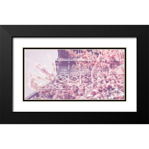 Eiffel Blossoms Black Modern Wood Framed Art Print with Double Matting by Telik, Tracey