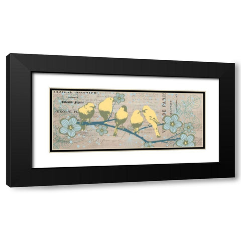 Bird Botanical Gray Black Modern Wood Framed Art Print with Double Matting by Jordan, Elizabeth